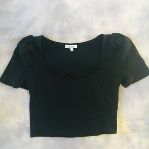 Black sweetheart crop top.